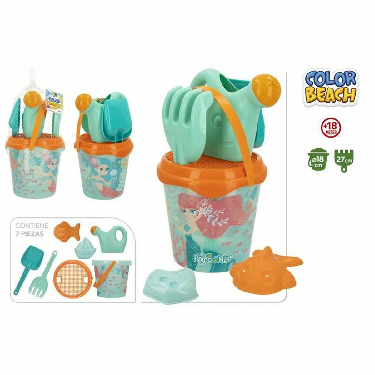 Beach toys set Colorbaby Queen of Sea 27 cm Ø 18 cm - Bathrooms Direct IE