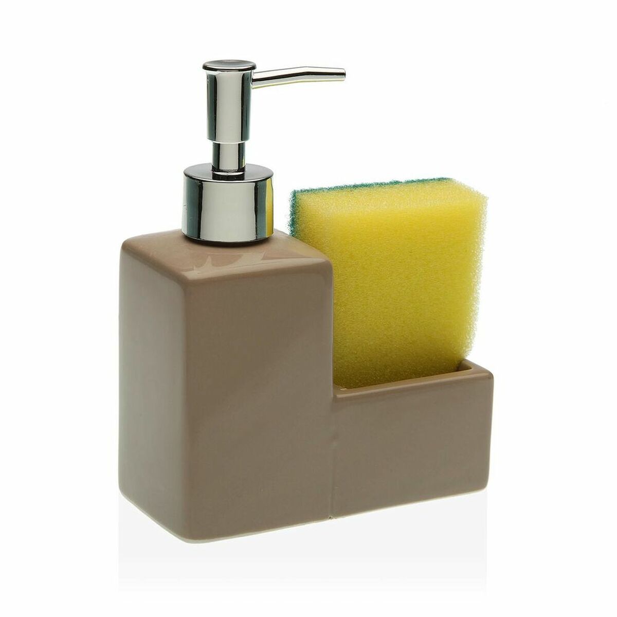 Soap Dispenser Versa Beige Scourer Ceramic (6 x 16,5 x 13 cm) (13 x 6 x 16,5 cm)
