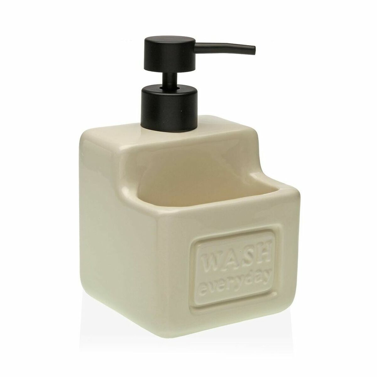 2-in-1 Soap Dispenser for the Kitchen Sink Versa Beige Ceramic ABS (10 x 19 x 10 cm)