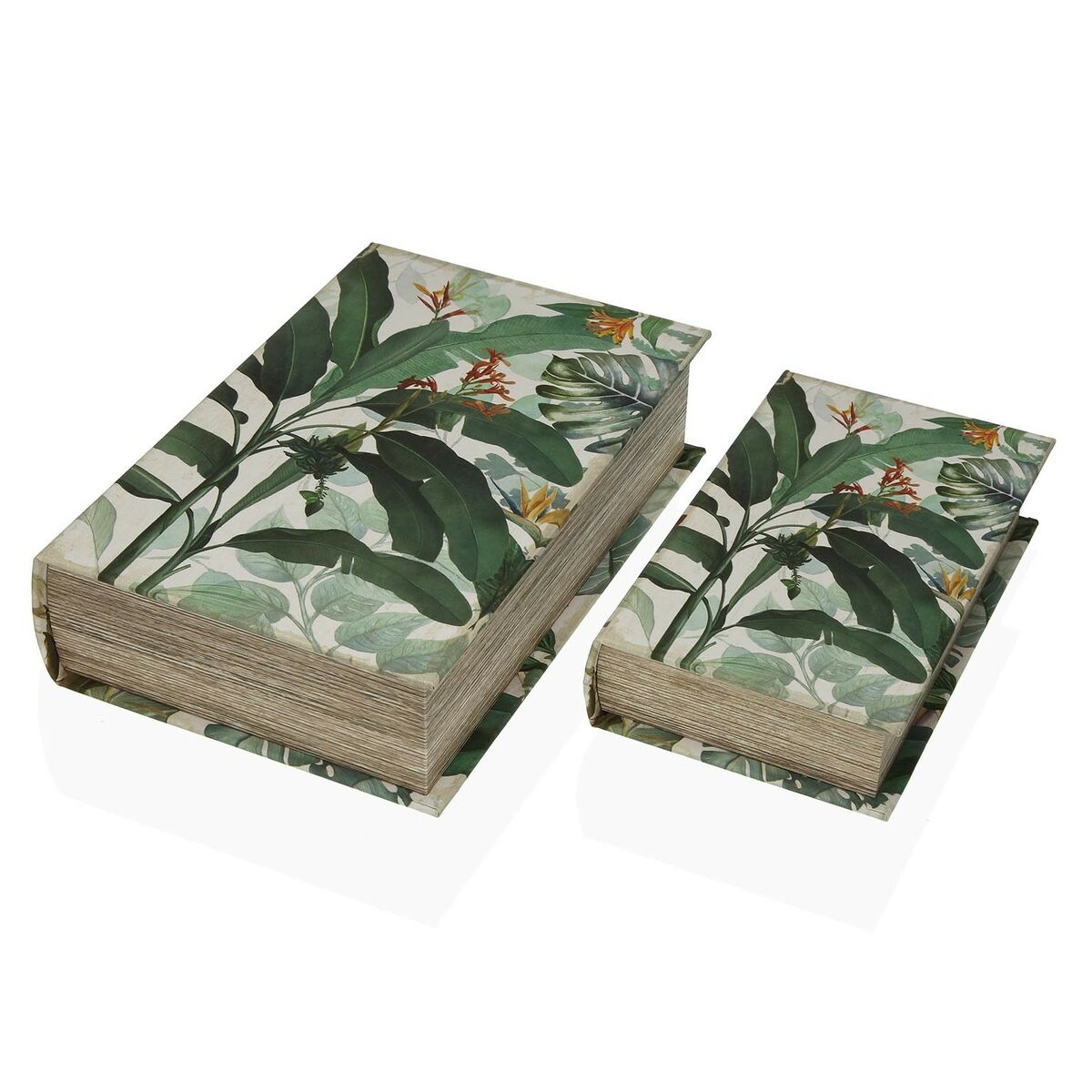Decorative box Versa Book Tropical Canvas MDF Wood 7 x 27 x 18 cm