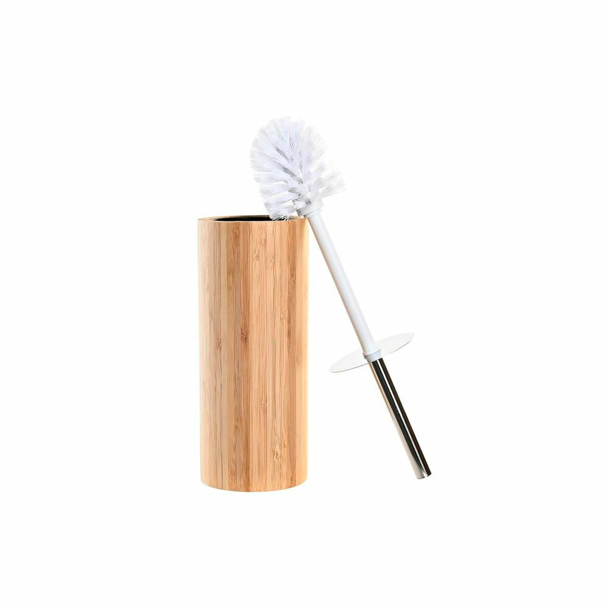 Toilet Brush DKD Home Decor Silver Natural Metal Bamboo 10 x 10 x 36,8 cm