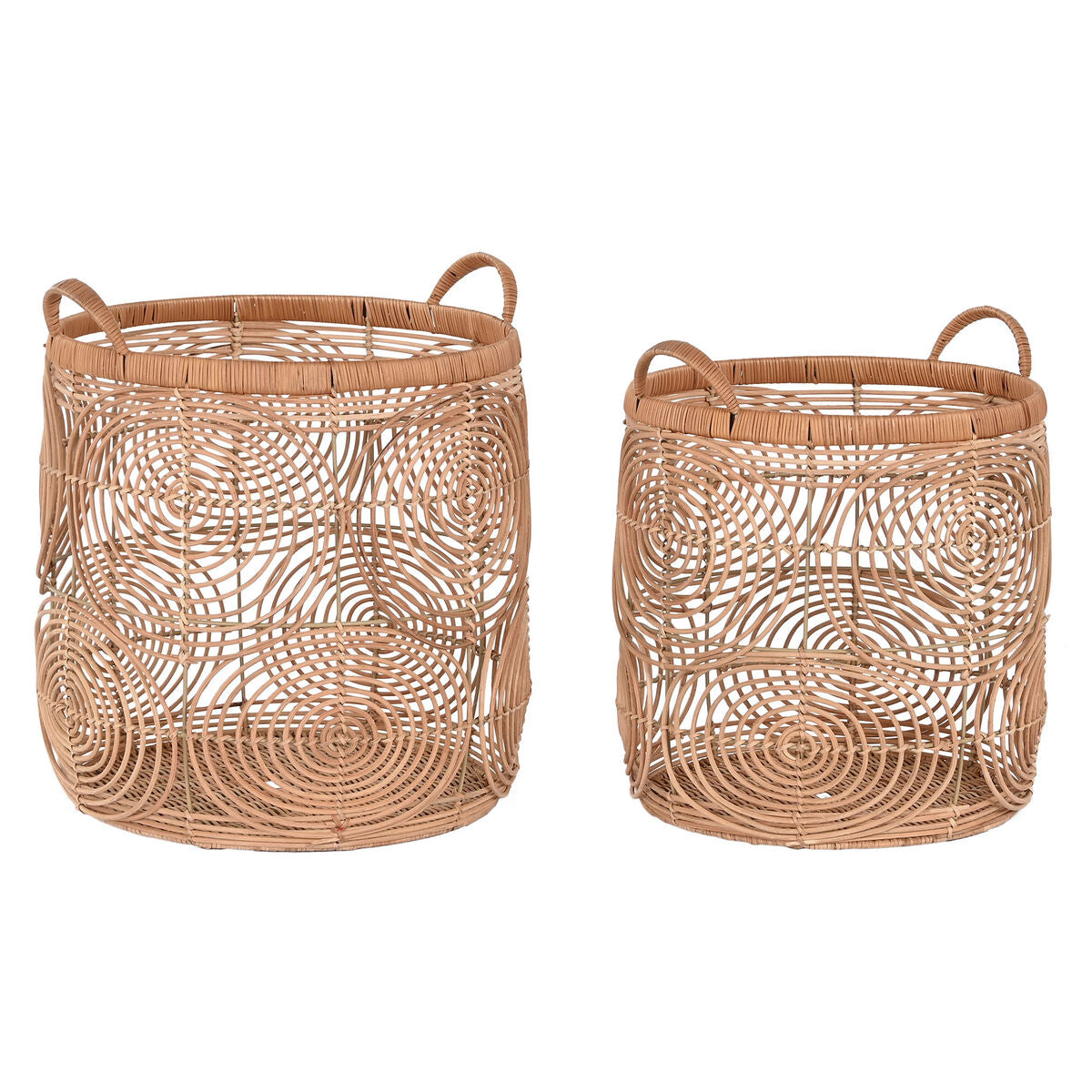 Basket set DKD Home Decor Natural Light brown Tropical 40 x 40 x 47 cm