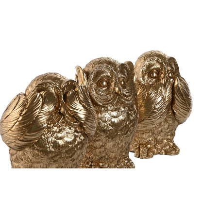 Decorative Figure Home ESPRIT Golden Owl 11 x 11 x 15 cm (3 Units)