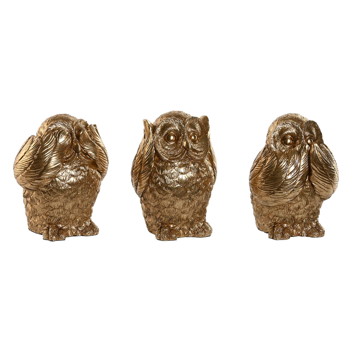 Decorative Figure Home ESPRIT Golden Owl 11 x 11 x 15 cm (3 Units)