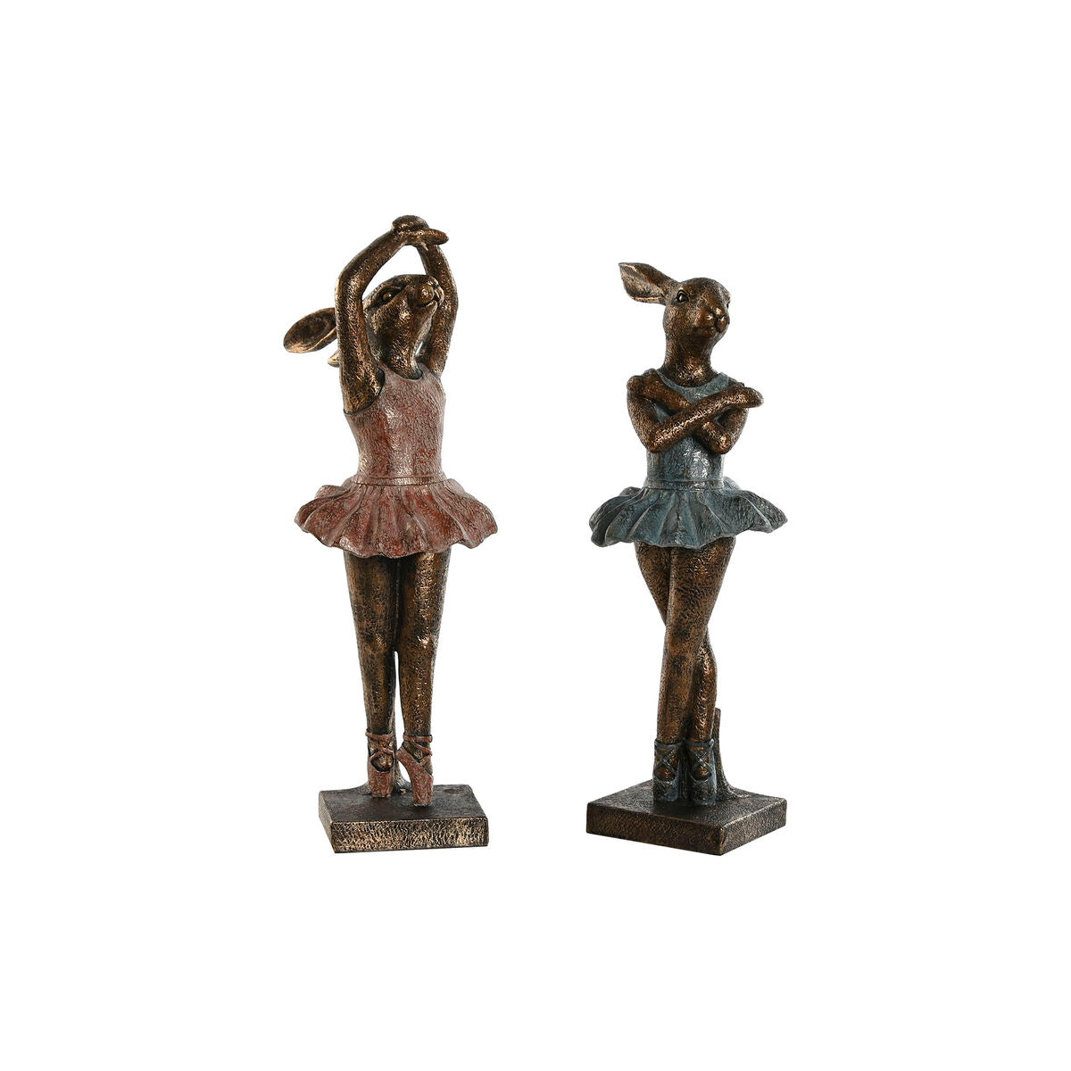 Decorative Figure Home ESPRIT Blue Pink Golden Romantic Ballet Dancer 13 x 12 x 30,5 cm (2 Units)