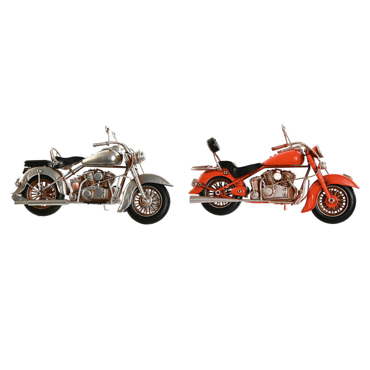 Decorative Figure Home ESPRIT Motorbike Grey Orange Vintage 27 x 11 x 15 cm (2 Units)