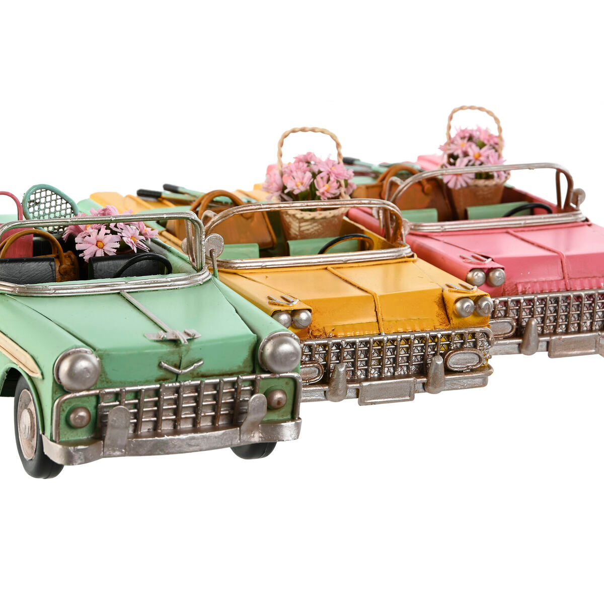 Decorative Figure Home ESPRIT Car Yellow Pink Vintage 26 x 11 x 9 cm (3 Units)
