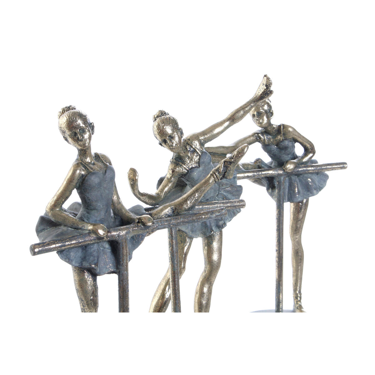 Decorative Figure Home ESPRIT Grey Golden Ballet Dancer 14 x 8 x 20 cm (3 Units)