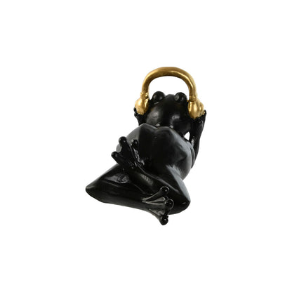 Decorative Figure Home ESPRIT White Black Golden Frog 25 x 13 x 15 cm (2 Units)