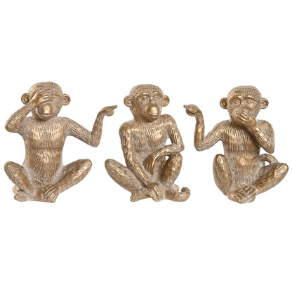 Decorative Figure Home ESPRIT Golden Monkey Tropical 14 x 10 x 14 cm (3 Units)