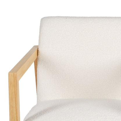 Rocking Chair White Natural Rubber wood Fabric 60 x 83 x 72 cm