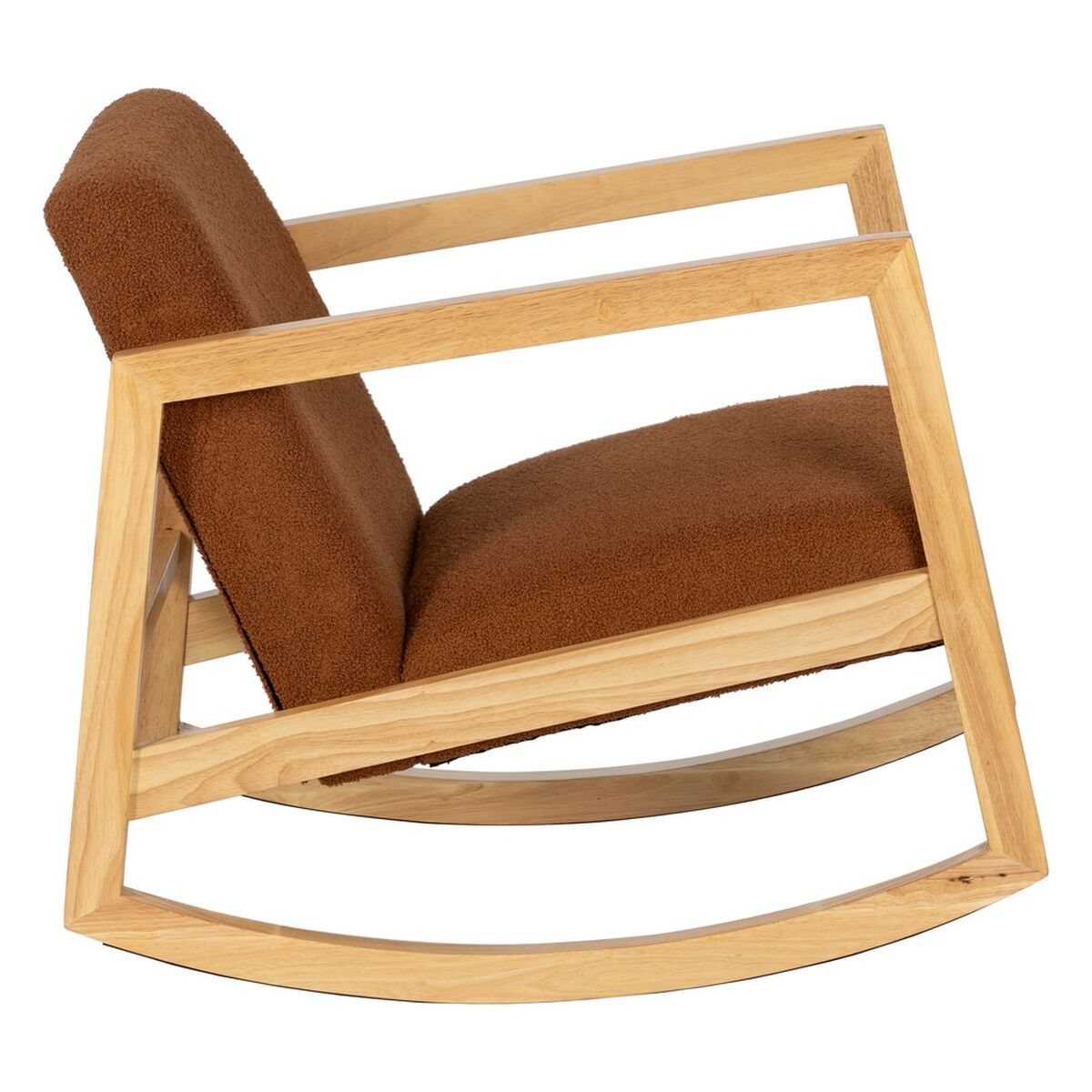 Rocking Chair Brown Beige Rubber wood Fabric 60 x 83 x 72 cm