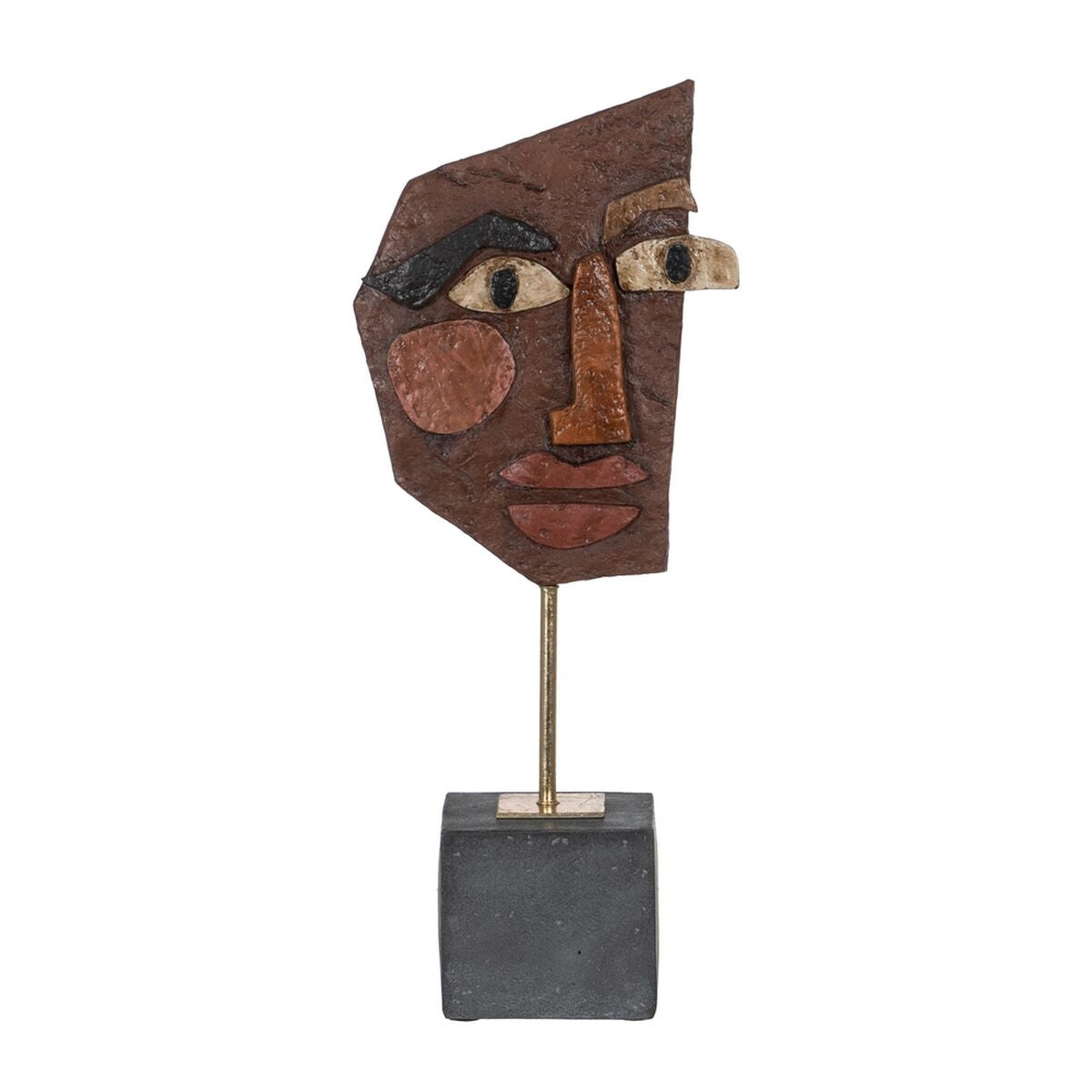 Sculpture Mask Brown Black 17,8 x 10 x 43,7 cm