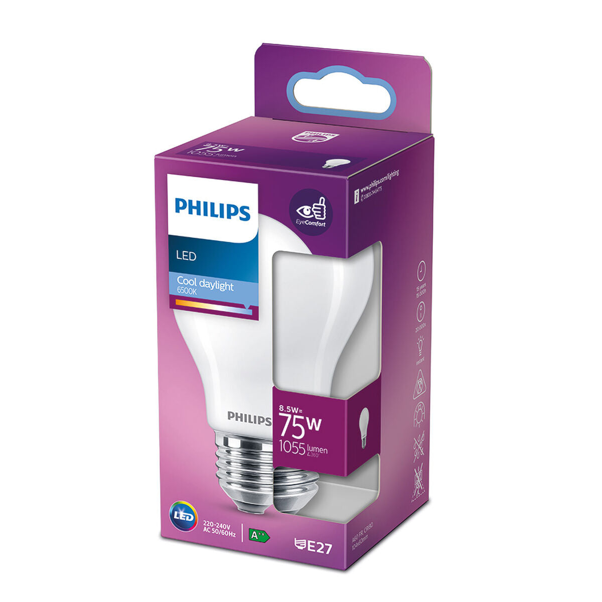 LED lamp Philips E 8,5 W E27 1055 lm Ø 6 x 10,4 cm (6500 K)