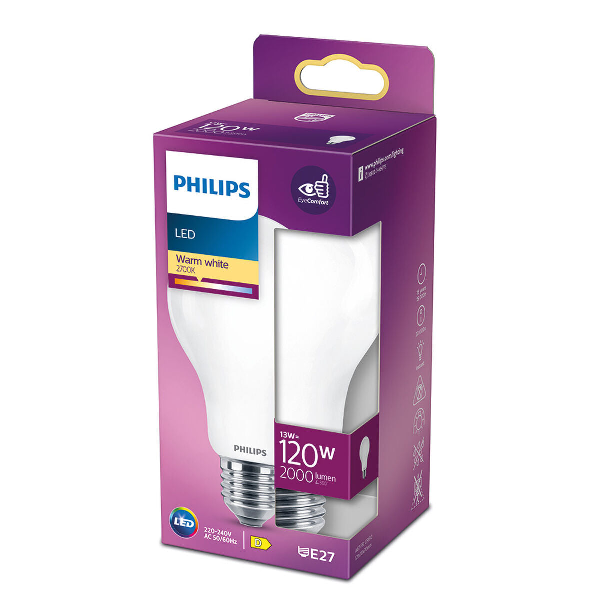 LED lamp Philips D 120 W 13 W E27 2000 Lm 7 x 12 cm (2700 K)