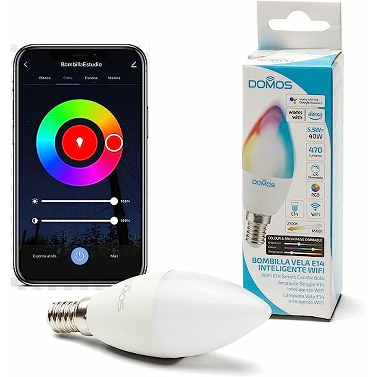Smart Light bulb Domos DOML-C37-55R 5,5W E14