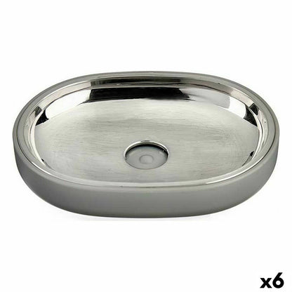Soap dish Silver Grey Stainless steel Plastic 9,5 x 2,5 x 13 cm (6 Units)