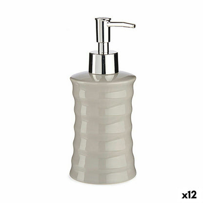 Soap Dispenser Waves Ceramic Grey Metal 12 Units (260 ml)