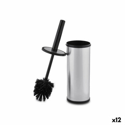 Toilet Brush Black Silver Plastic (9 x 37 x 9 cm) (12 Units)