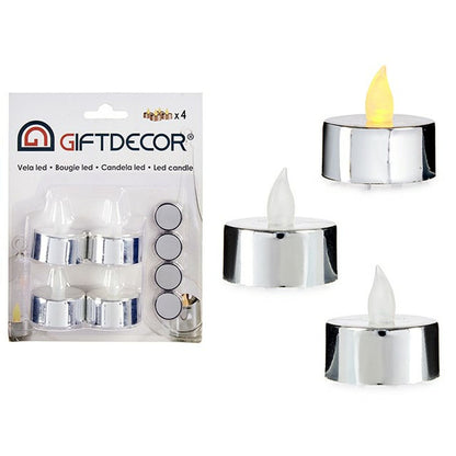Candle Set 4 x 4 x 3,7 cm Silver (12 Units)