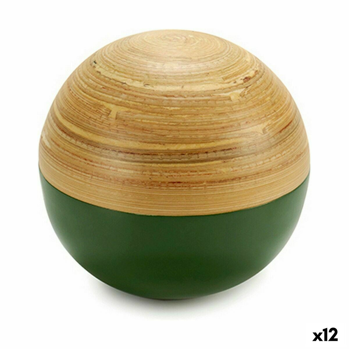 Decorative Figure Ball Brown Green Bamboo 10 x 10 x 10 cm (12 Units)