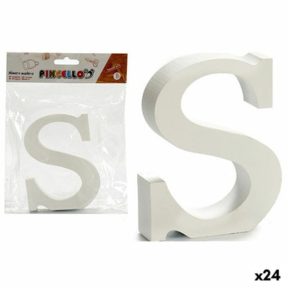 Letter S White Wood 2 x 16 x 14,5 cm (24 Units)