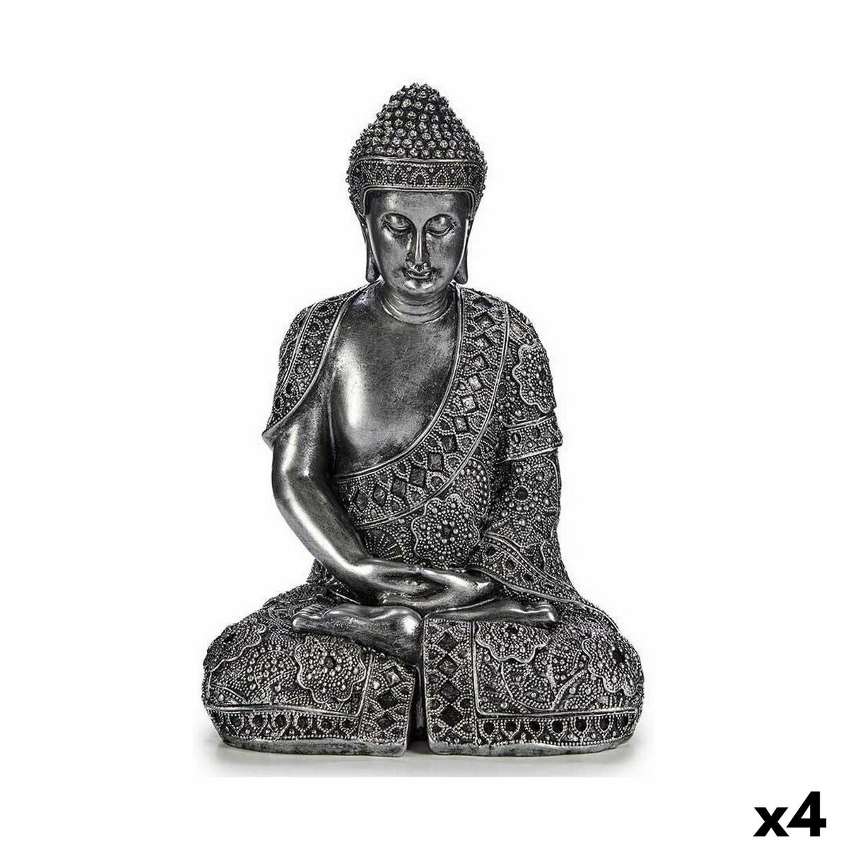 Decorative Figure Buddha Sitting Silver 17 x 32,5 x 22 cm (4 Units)