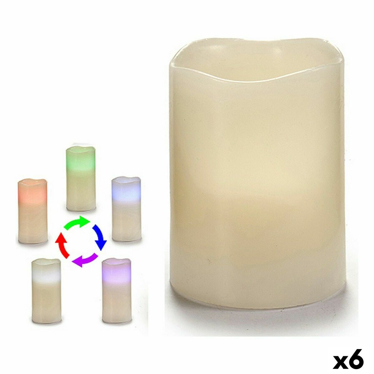LED Candle White 7,5 x 10 x 7,5 cm (6 Units)