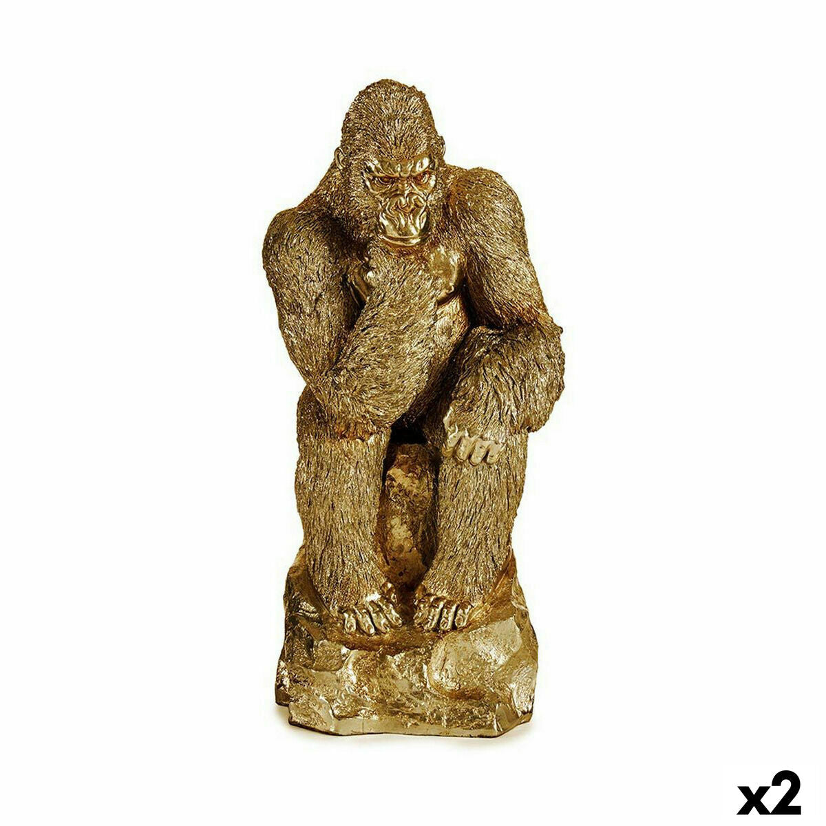 Decorative Figure Gorilla Golden 20,5 x 47 x 23,5 cm (2 Units)