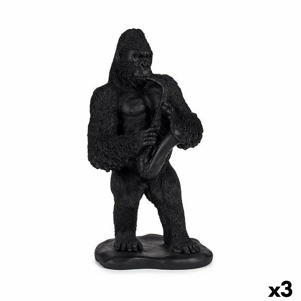 Decorative Figure Gorilla Saxophone Black 15 x 38,8 x 22 cm (3 Units)