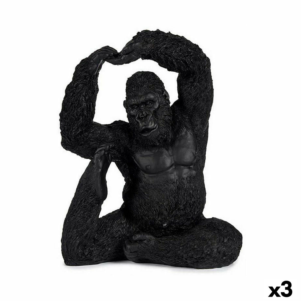 Decorative Figure Yoga Gorilla Black 15,2 x 31,5 x 26,5 cm (3 Units)