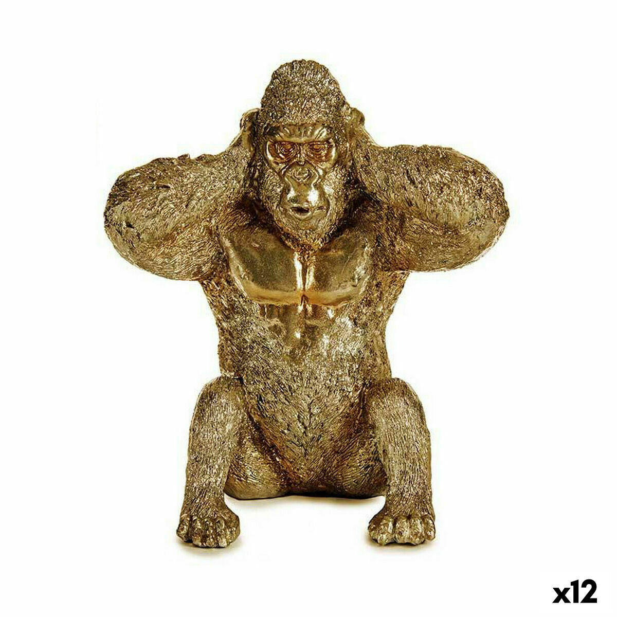 Decorative Figure Gorilla Golden 10 x 18 x 17 cm (12 Units)