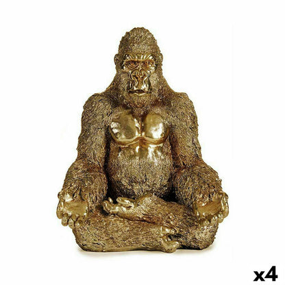 Decorative Figure Gorilla Yoga Golden 19 x 26,5 x 22 cm (4 Units)