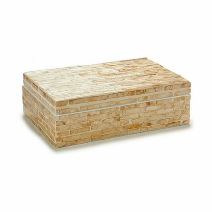 Decorative box White Beige Mother of pearl Particleboard 15 x 7,2 x 25,2 cm (4 Units)
