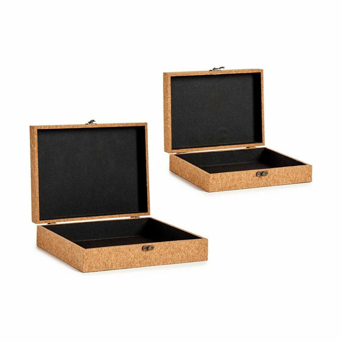 Set of decorative boxes Brown Cork MDF Wood (6 Units)