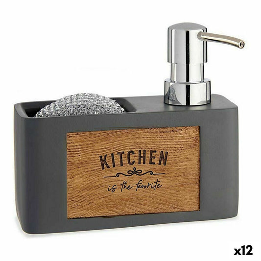 2-in-1 Soap Dispenser for the Kitchen Sink Brown Grey Polyresin (12 Units)