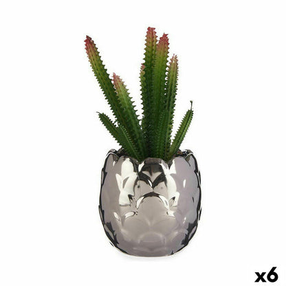 Decorative Plant Cactus Ceramic Plastic 10 x 20 x 10 cm (6 Units)