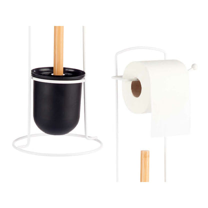 Toilet Roll Holder White Metal Bamboo 17 x 57 x 16,5 cm (6 Units)