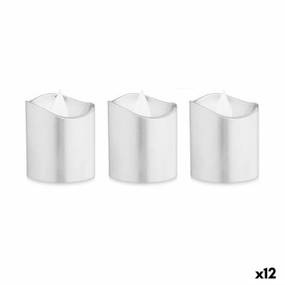 Candle Set LED Silver 3,7 x 3,7 x 5 cm (12 Units)