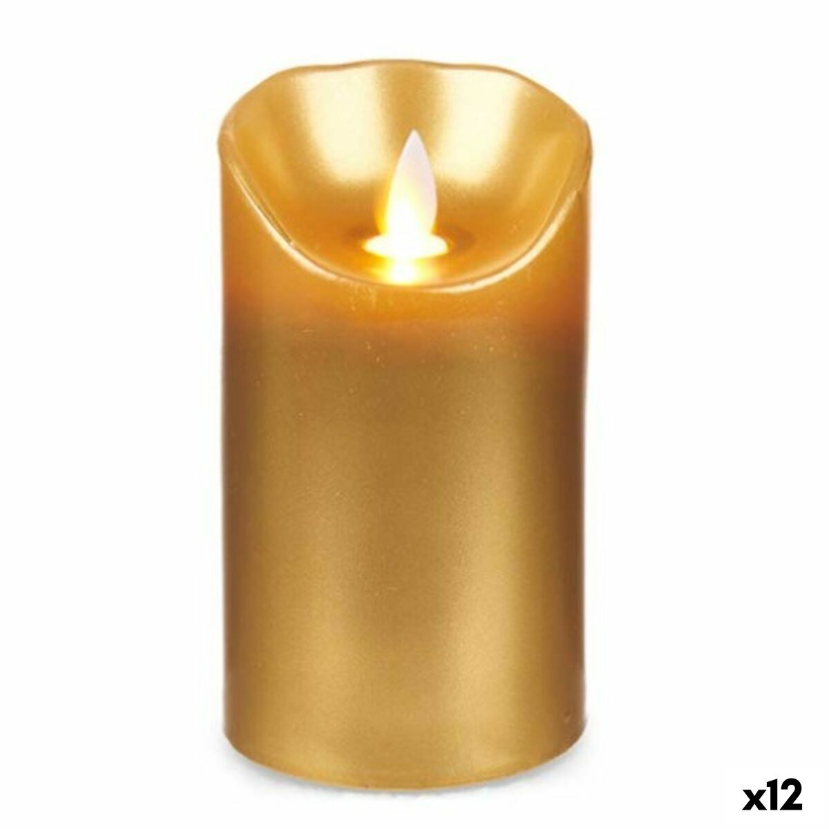 LED Candle Golden 8 x 8 x 15 cm (12 Units)