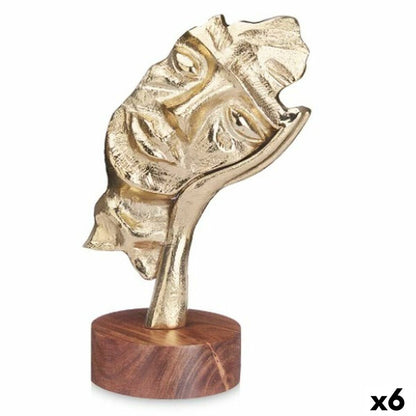 Decorative Figure Face Golden Wood Metal 16,5 x 26,5 x 11 cm