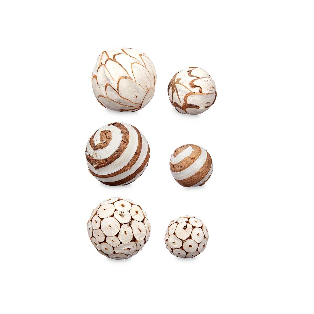 Set of Decorative Balls Brown White (12 Units)