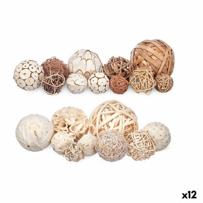 Set of Decorative Balls White Brown (12 Units)