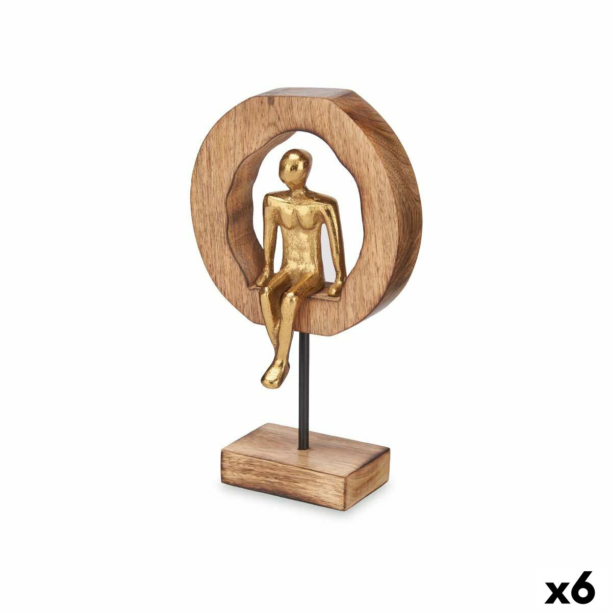Decorative Figure Sitting Golden Metal 15,5 x 27 x 8 cm (6 Units)
