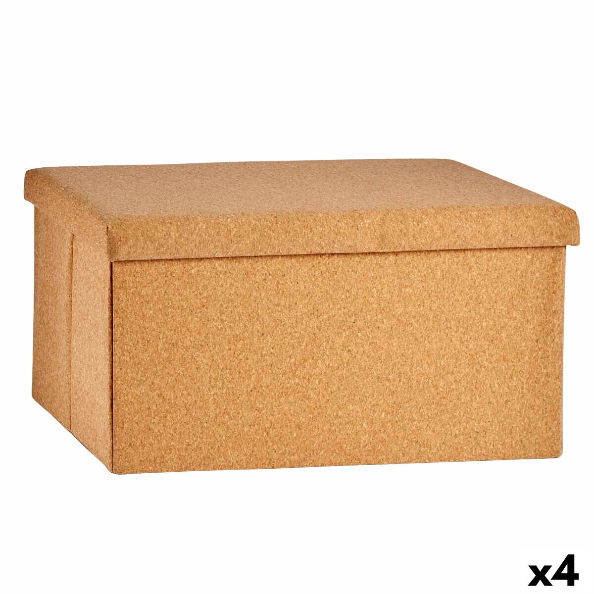 Decorative box Foldable Brown Cork MDF Wood 36 x 36 x 72 cm (4 Units)